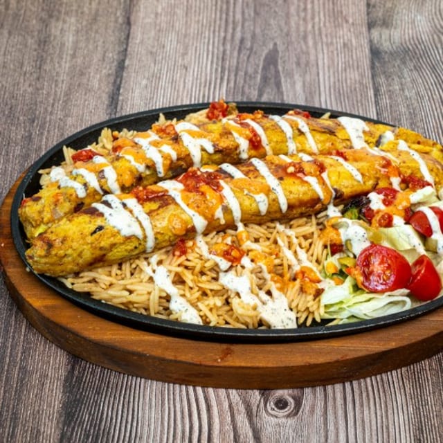 Kebab with Rice or Naan Platter.