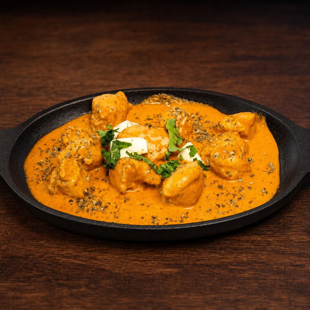 Butter Chicken with Rice or Naan Platter.