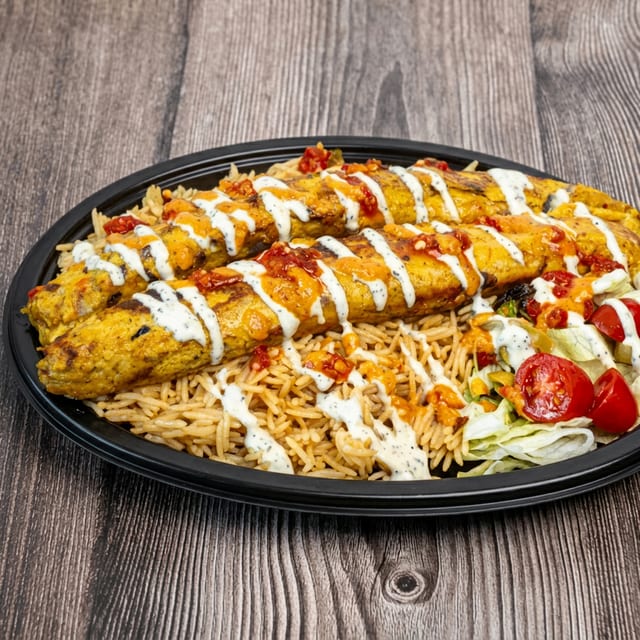 Kebab with Rice or Naan Platter.