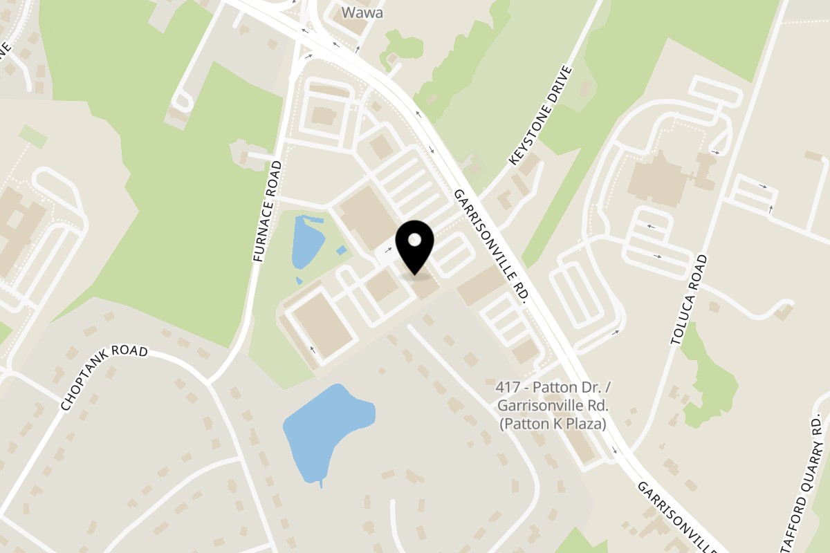 Map showing the location of Ricco's Pizza on 50 N Stafford Complex Ctr UNIT 104 in Stafford